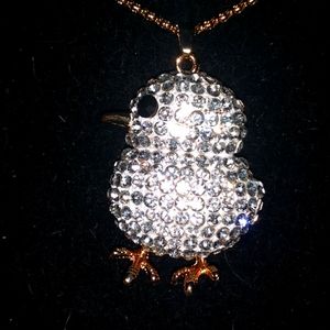 White Crystal Chick Pendant Necklace